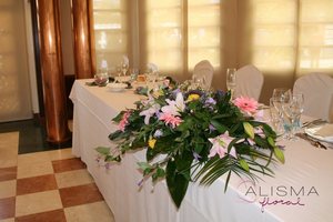 Decoración de comedor para boda en La Casona de Lupa Flores Alisma