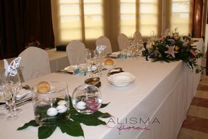 Decoración de comedor para boda en La Casona de Lupa Flores Alisma