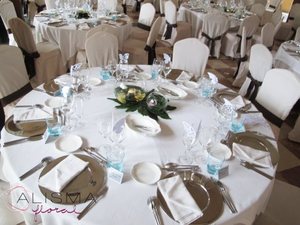 Decoración de comedor para boda en La Casona de Lupa Flores Alisma
