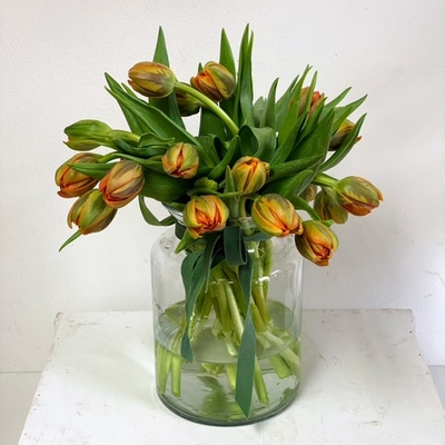 jarron con tulipanes