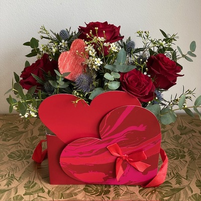 Bolsa de corazones con rosas San Valentín