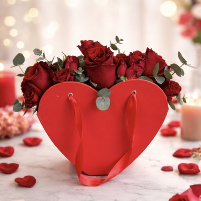 Centro Corazón de Rosas Naturales