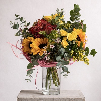 Ramo Luz de Primavera – Girasoles, Rosas y Hortensia